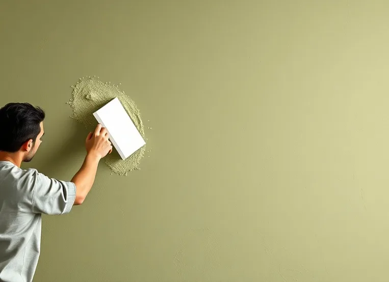 Application d'un enduit décoratif à la lisseuse sur un mur